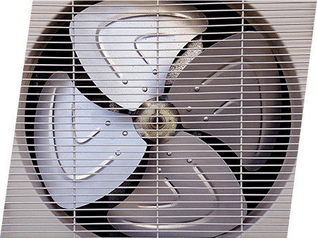 Photographie d'un ventilateur sous une grille. ATCE Énergie, spécialisée dans les installations de chauffage, ventilation, climatisation et plomberie, à Aix en Provence.